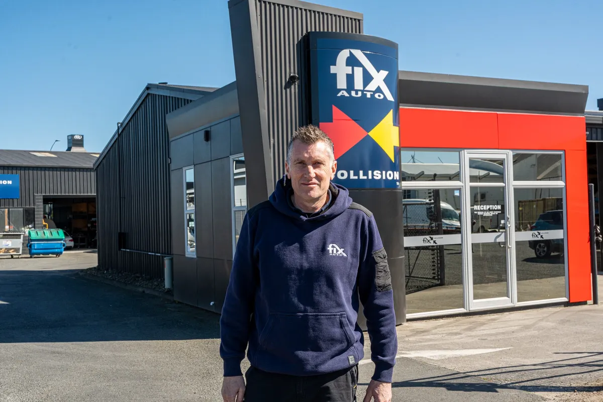 Glen Collinson outside Fix Auto Hamilton South on Grasslands Place