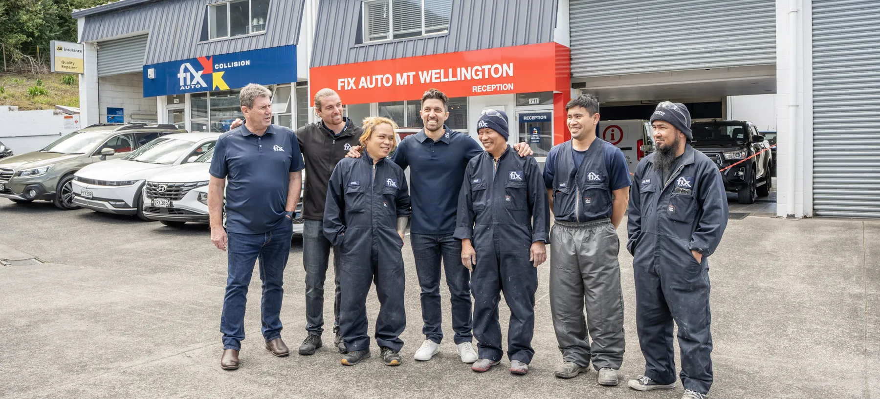 The Fix Auto Mt Wellington team outside the workshop